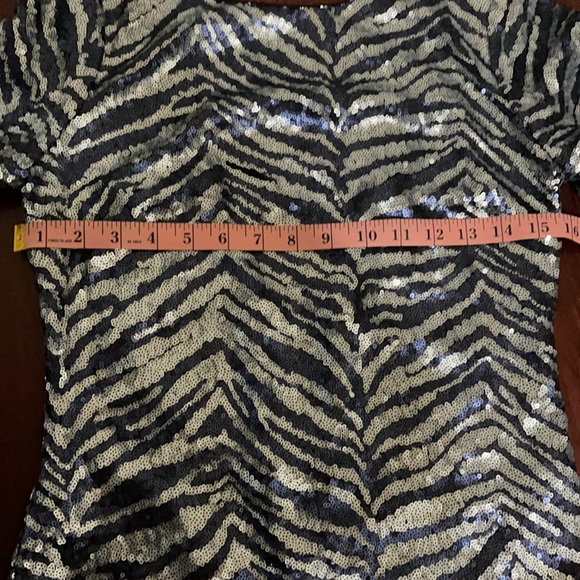 URBAN OUTFITTERS Zebra Sequin Mini Dress Navy Blue S/P - Picture 15 of 17
